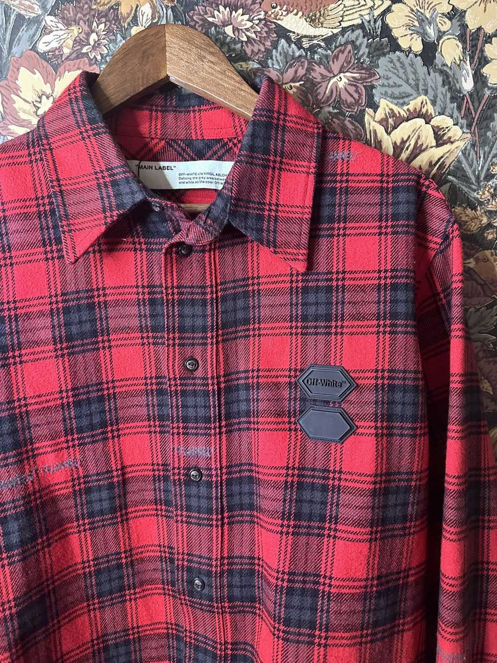 Off-White Off-White Main Label Flannel Shirt Red/… - image 2