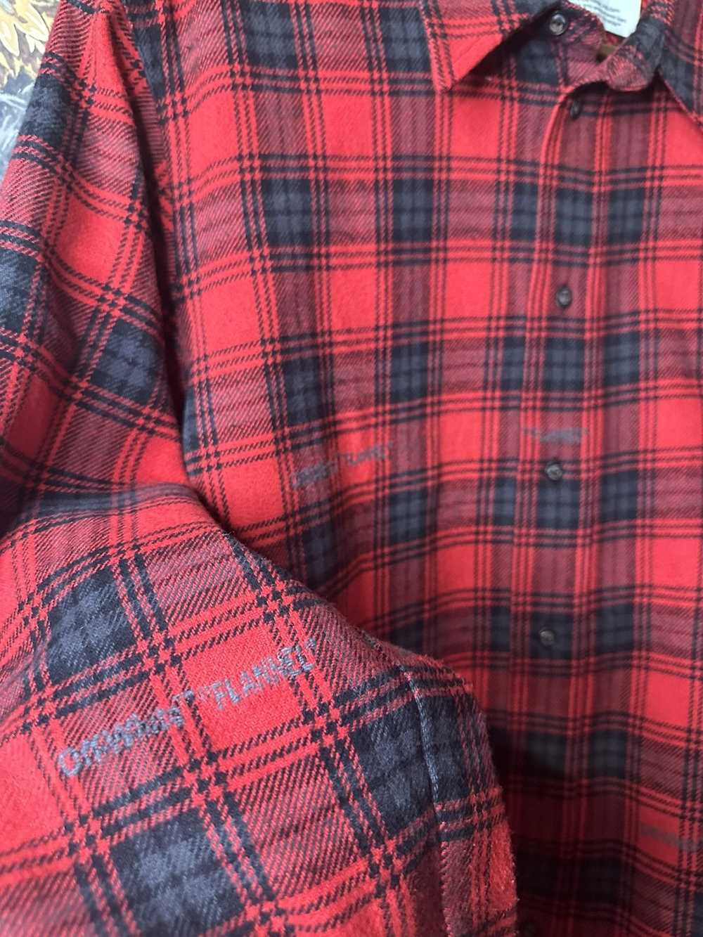 Off-White Off-White Main Label Flannel Shirt Red/… - image 3