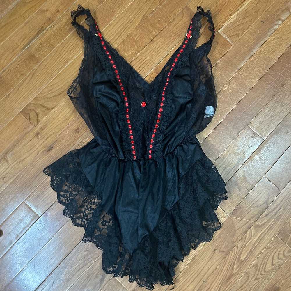 Vintage Vintage 1980s Tosca Lingerie Black Lace T… - image 1