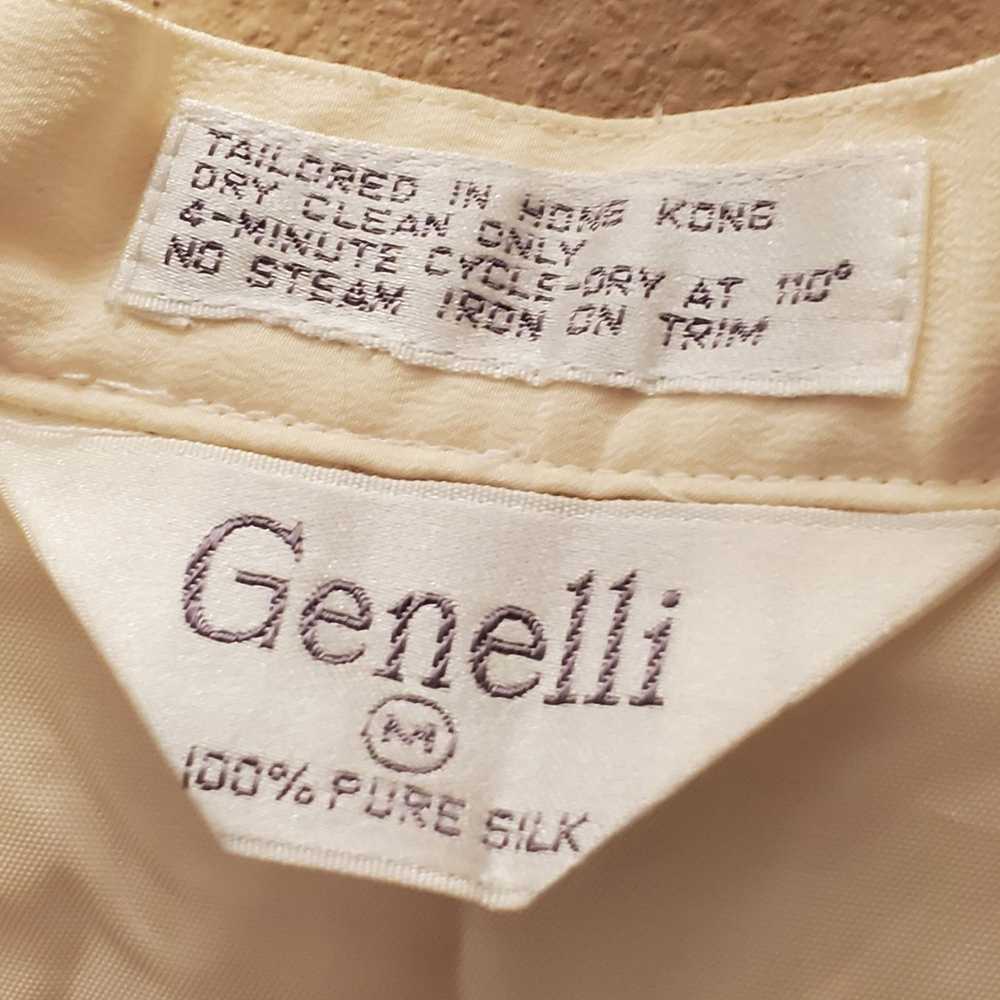 Vintage Vintage Genelli 100% Silk Jacket Cream & … - image 4