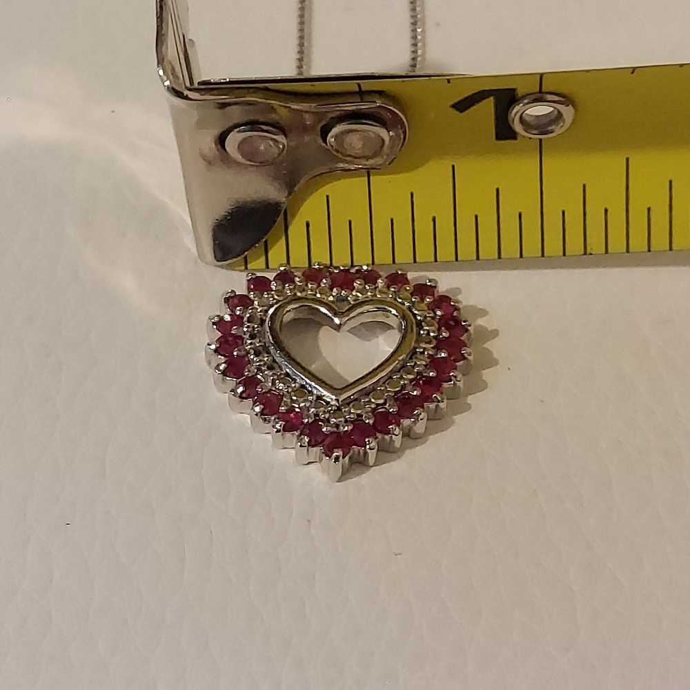 Vintage Vintage Italian Sterling & Rubies Heart P… - image 5