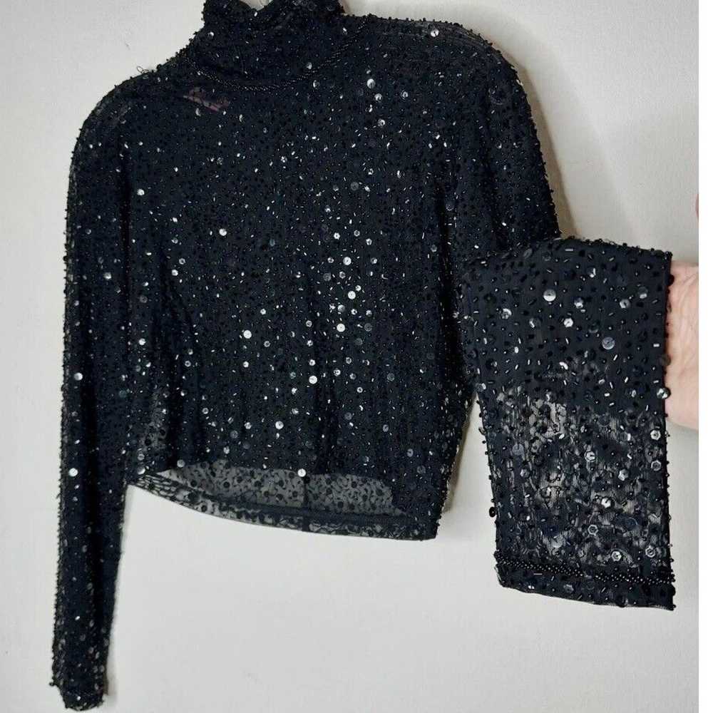 Other Dyspnea Sheer Black Sequin Mesh Long Sleeve… - image 1