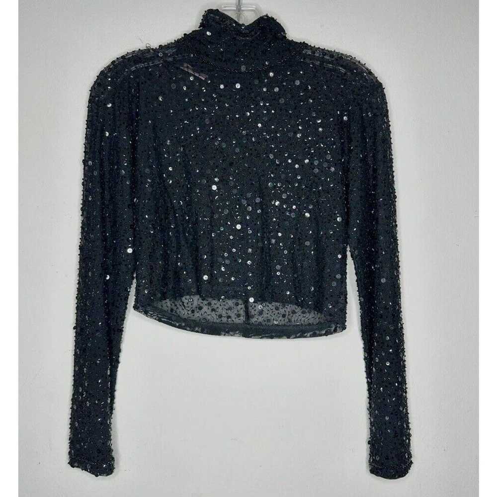 Other Dyspnea Sheer Black Sequin Mesh Long Sleeve… - image 2