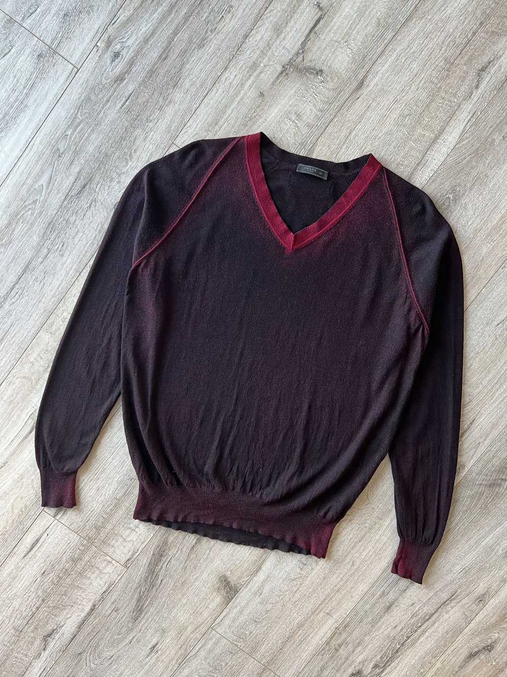 Prada PRADA MILANO Sweater Patch Logo Wool V-Neck… - image 3