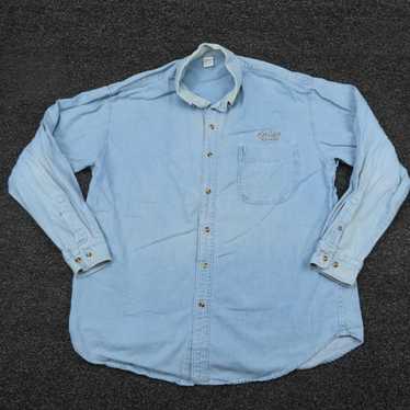 Vintage Denim Shirt Adult Medium Blue Embroidered… - image 1