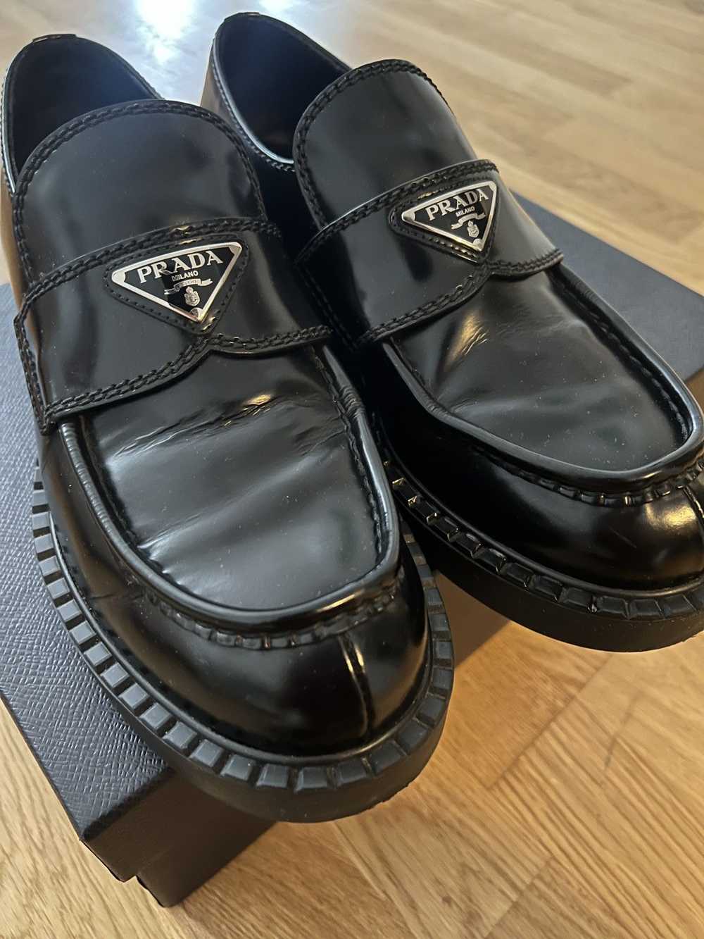 Prada Chocolate brushed leather loafers - image 7