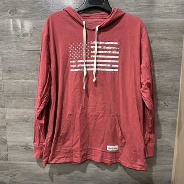 Life Is Good Life is Good American Flag Hoodie Sz 