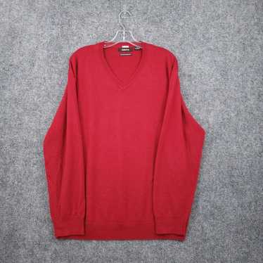 Vintage Claiborne Sweater Mens XL Red Pullover V-… - image 1