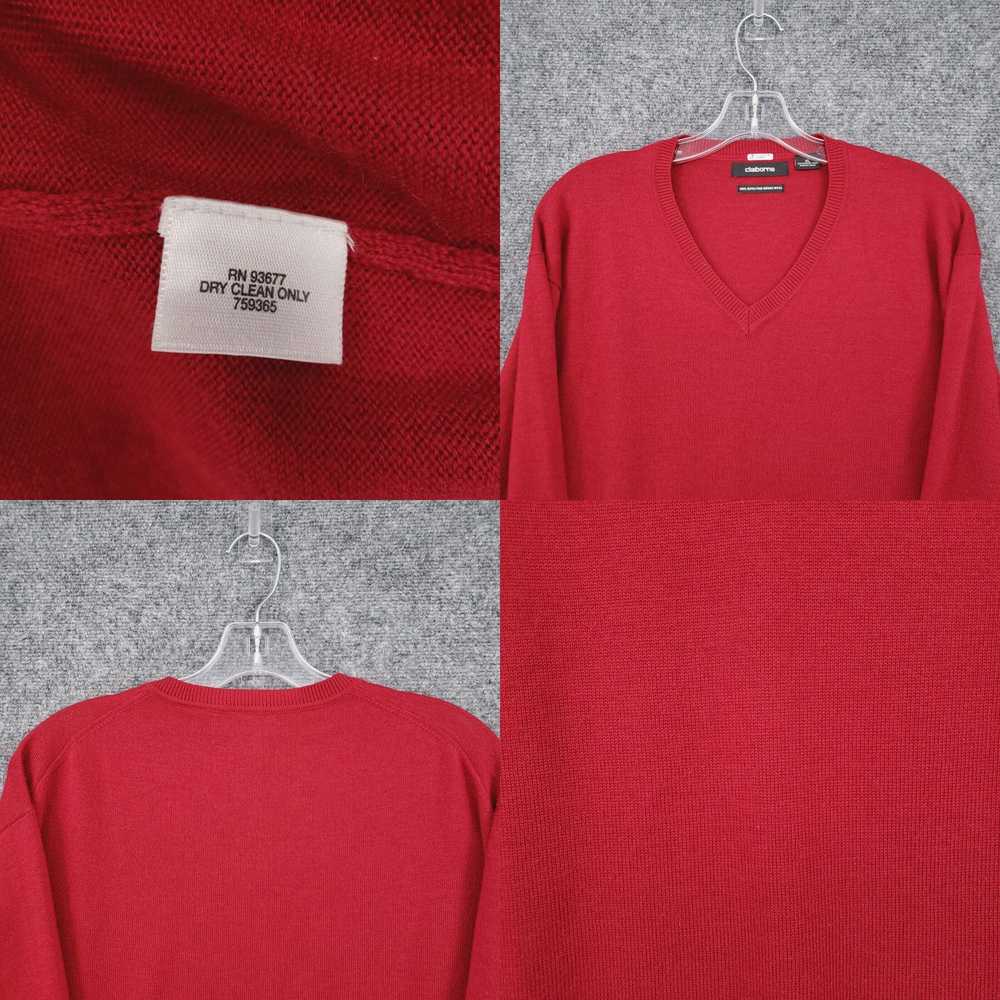 Vintage Claiborne Sweater Mens XL Red Pullover V-… - image 4