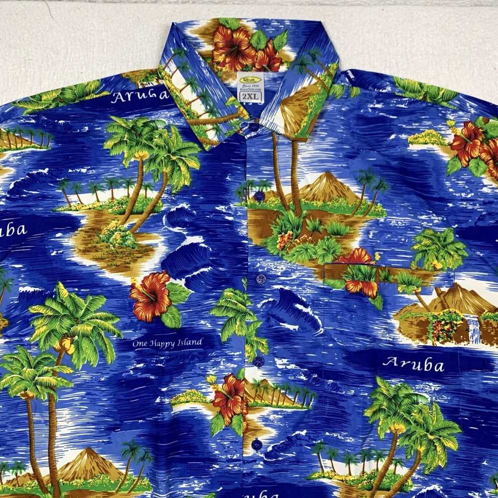 Vintage RIMA Shirt Mens 2XL XXL Blue Floral Hawai… - image 2