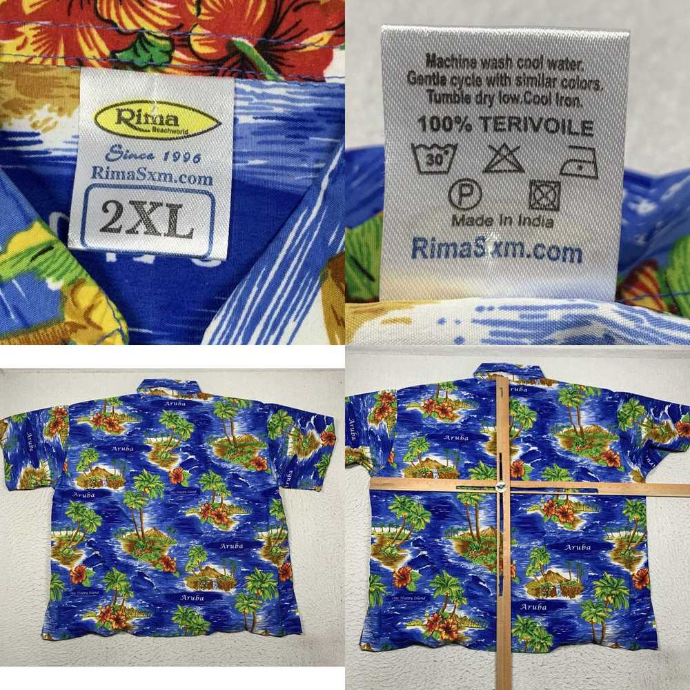 Vintage RIMA Shirt Mens 2XL XXL Blue Floral Hawai… - image 4