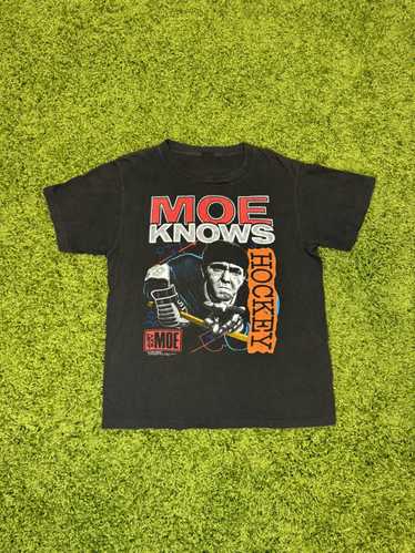 Vintage 1990 The Three Stooges Moe Knows Hockey Te