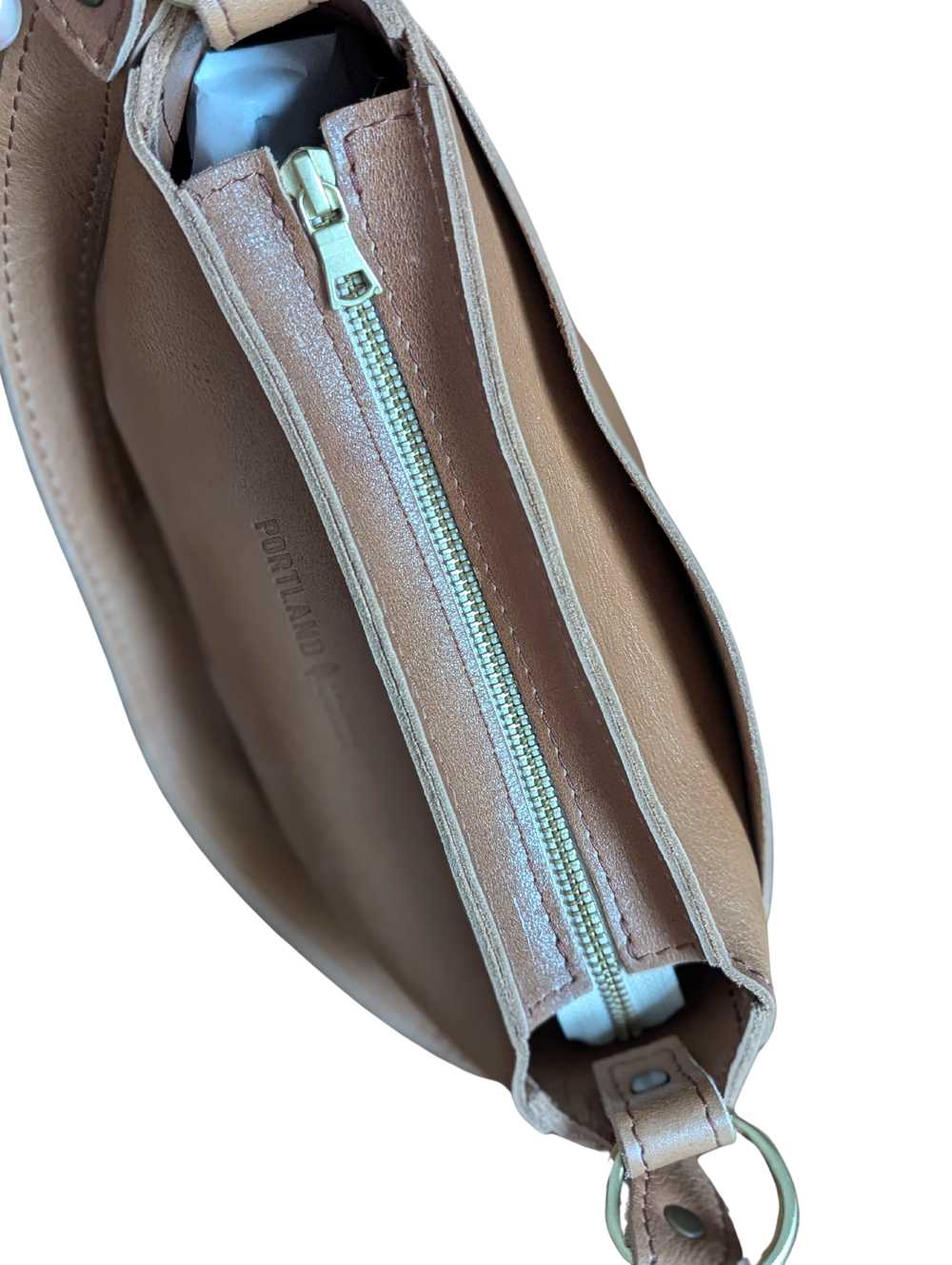 Portland Leather Triangle Shoulder Bag zip - image 3