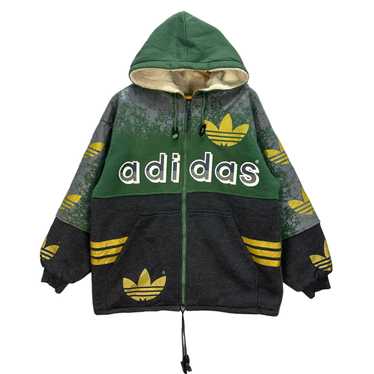 90's ADIDAS TREFOIL BIG LOGO SHERPA HOODIES #8199… - image 1