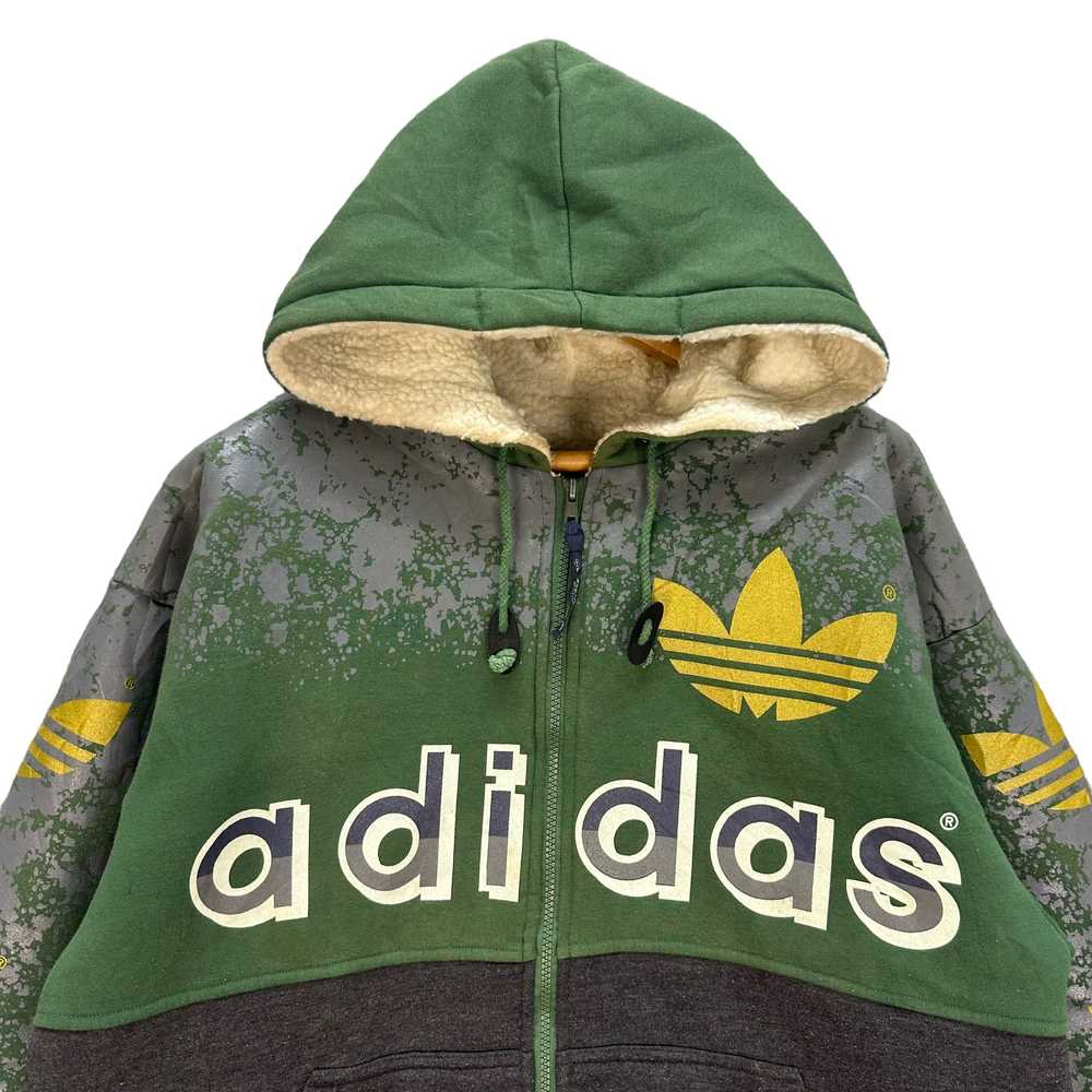 90's ADIDAS TREFOIL BIG LOGO SHERPA HOODIES #8199… - image 2