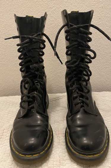 は*る様 Dr. Martens 黒 レースアップ 厚底シューズ 1460 Slim Smooth Leather Lace Up Boots in Black | Dr. Martens
