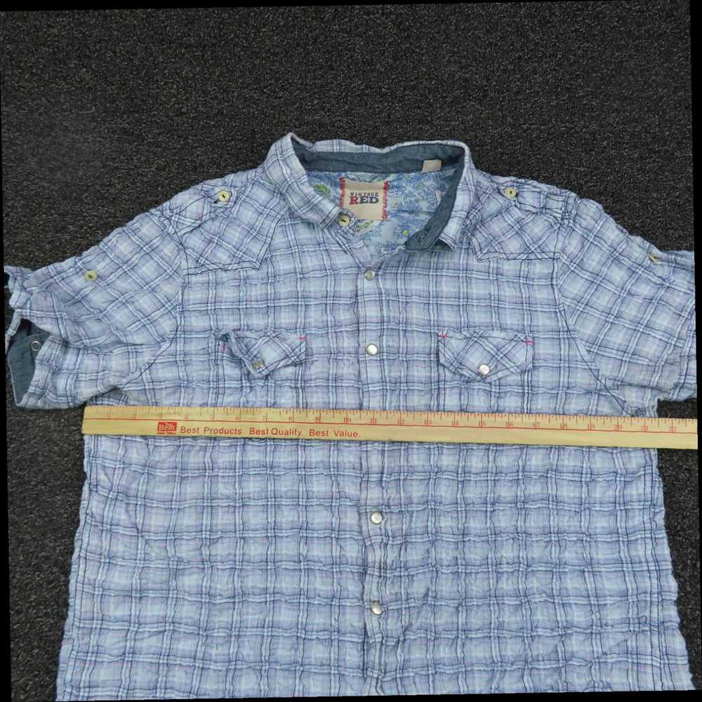 Vintage Stylish Women's Blue Plaid Short Sleeve 2… - image 2