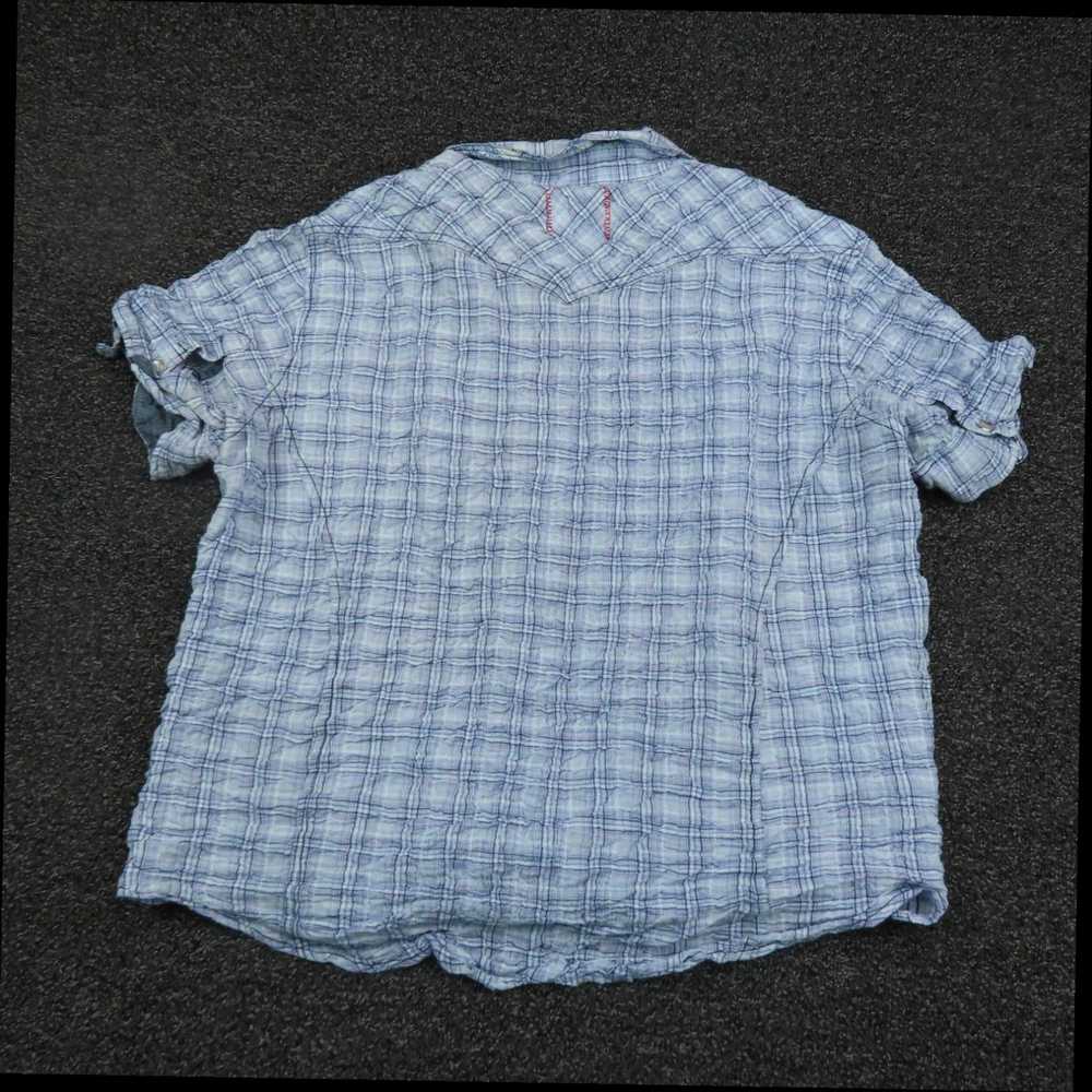 Vintage Stylish Women's Blue Plaid Short Sleeve 2… - image 6