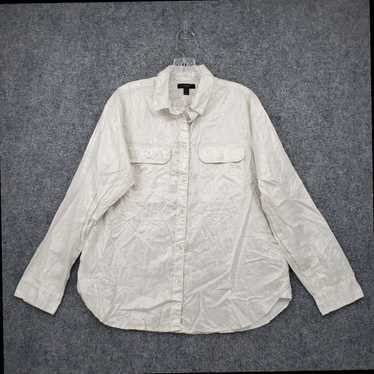 J.Crew Whisper Lame White Camp Shirt in Metallic … - image 1