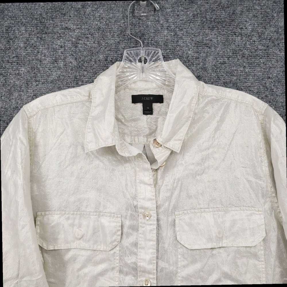 J.Crew Whisper Lame White Camp Shirt in Metallic … - image 3