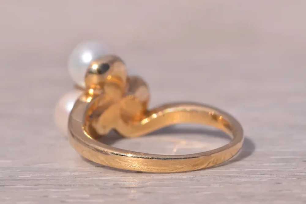 Pearl and Natural Diamond Ring in Yellow Gold - image 3