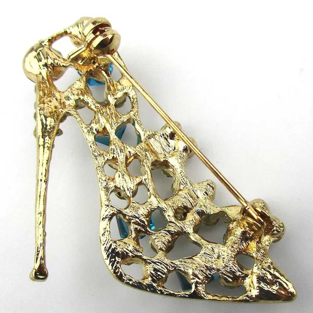 Vintage Crystal High Heel Stiletto Shoe Pin Brooch - image 3