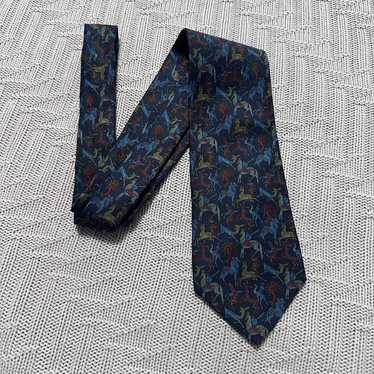 Sulka Sulka blue hunter deer silk tie