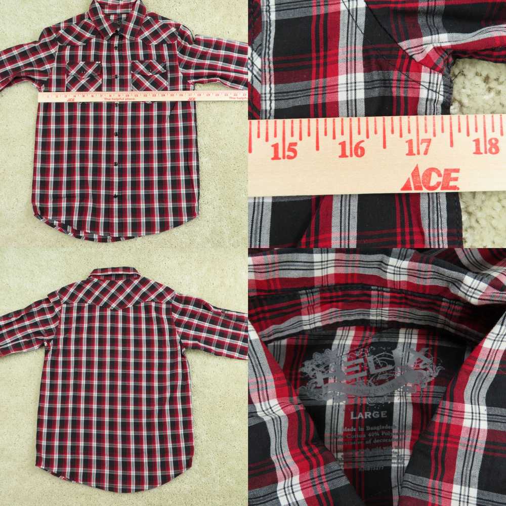 Vintage Helix Shirt Adult Large Red & Black Plaid… - image 4