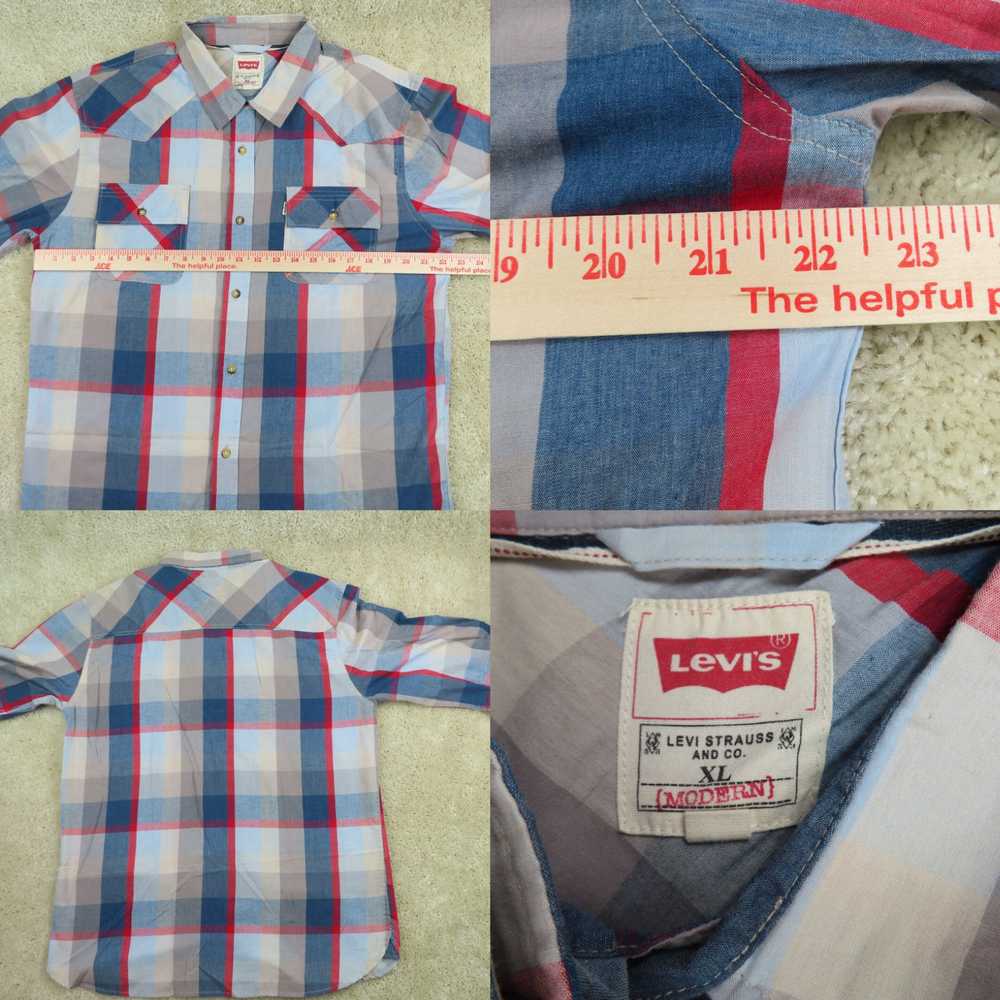 Levi's Levis Shirt Adult XL Extra Large Blue & Re… - image 4