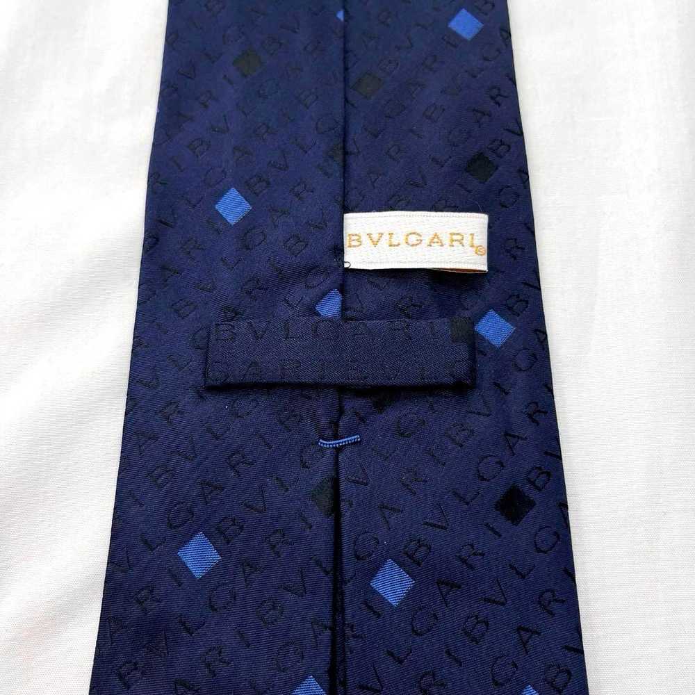 Bvlgari Tie Silk Logo Logogram Settepieguet Navy - image 3