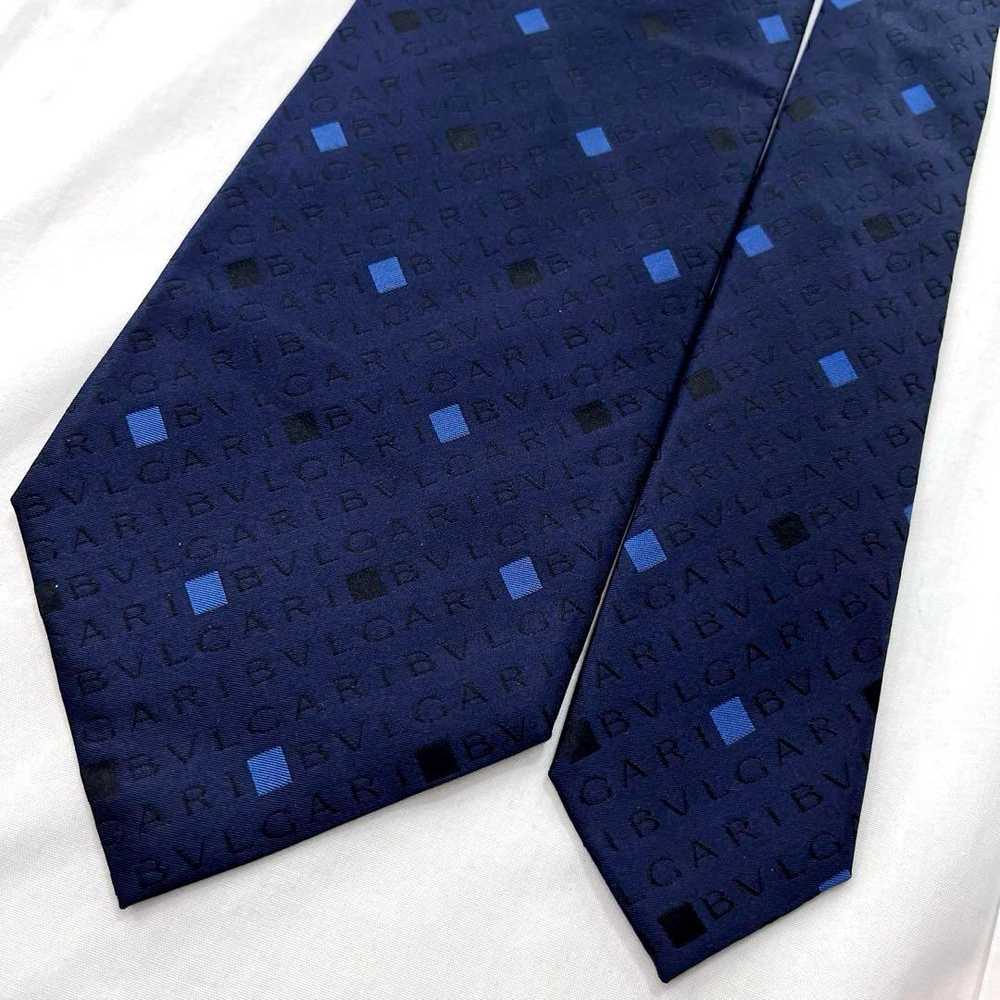 Bvlgari Tie Silk Logo Logogram Settepieguet Navy - image 4