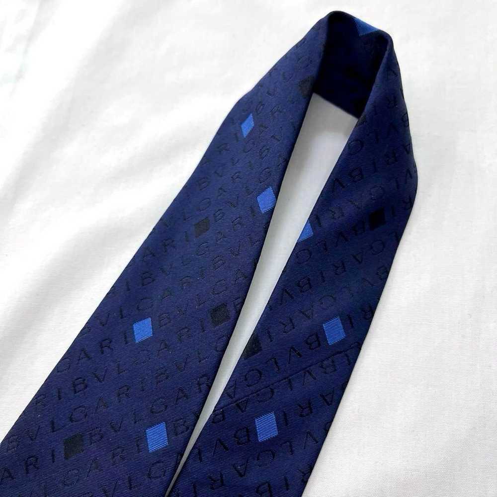 Bvlgari Tie Silk Logo Logogram Settepieguet Navy - image 5