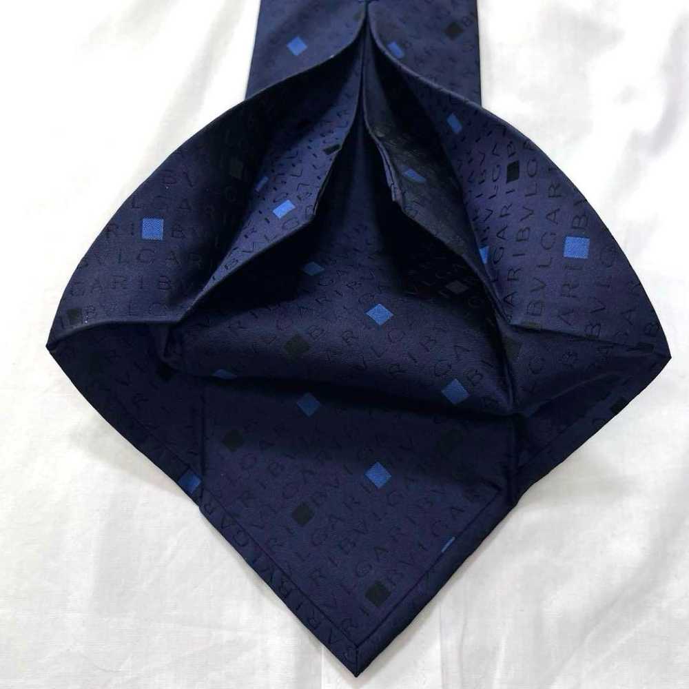 Bvlgari Tie Silk Logo Logogram Settepieguet Navy - image 7