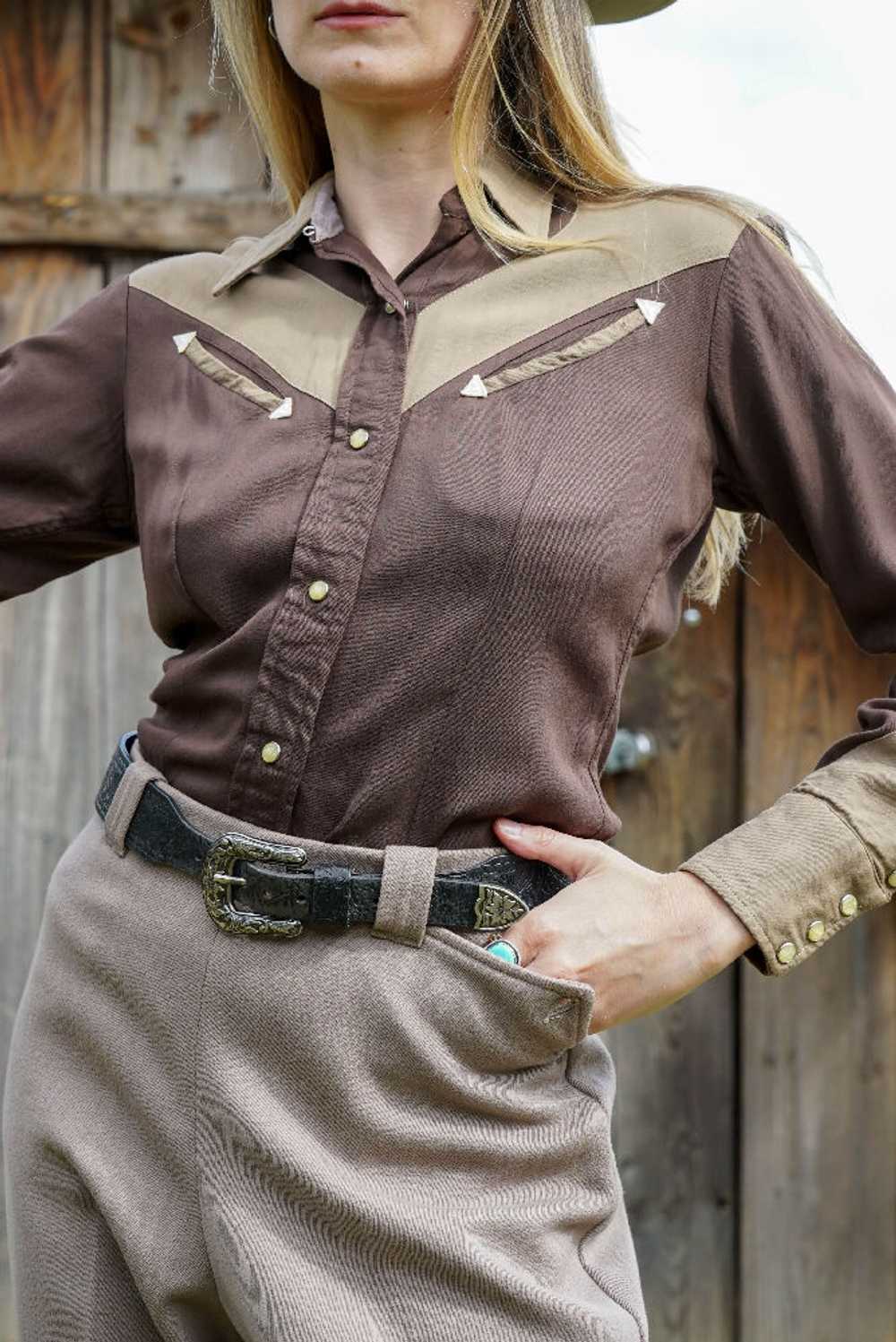 40s VINTAGE PRIOR DENVER GABARDINE WESTERN SHIRT … - image 2