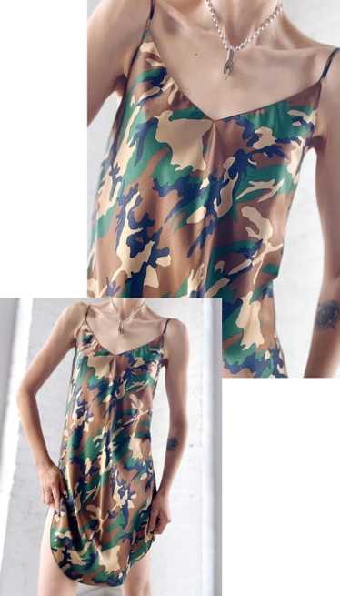 silk camo slip mini dress