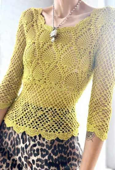 Betsey Johnson acid trip crochet knit top