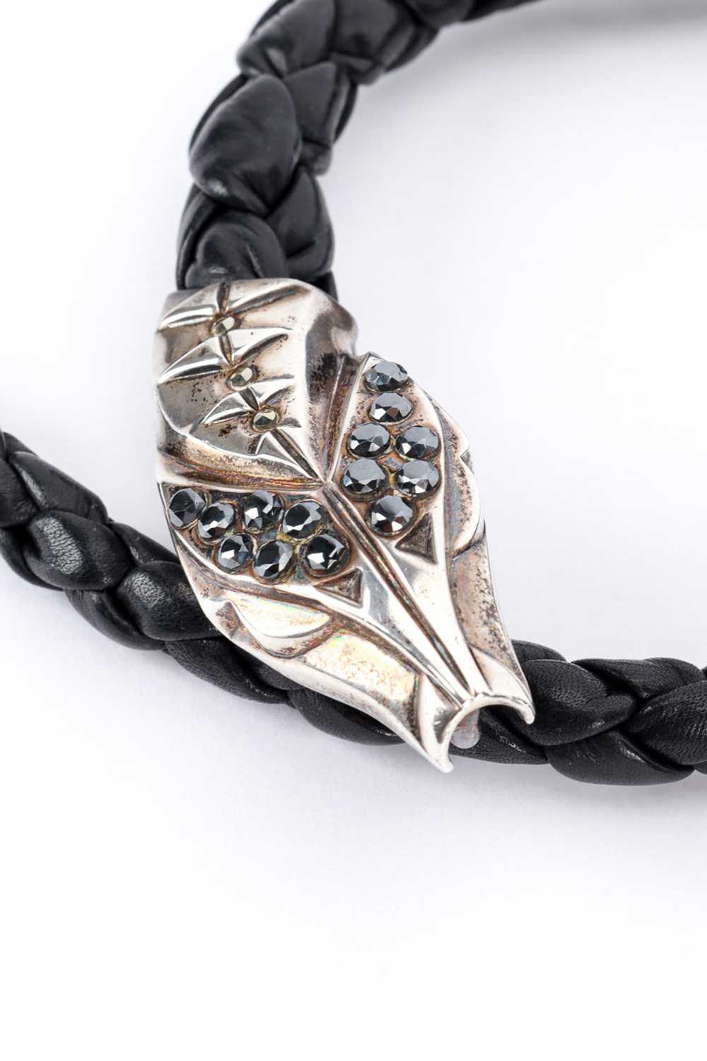 Silver Snakebite Leather Collar - image 4