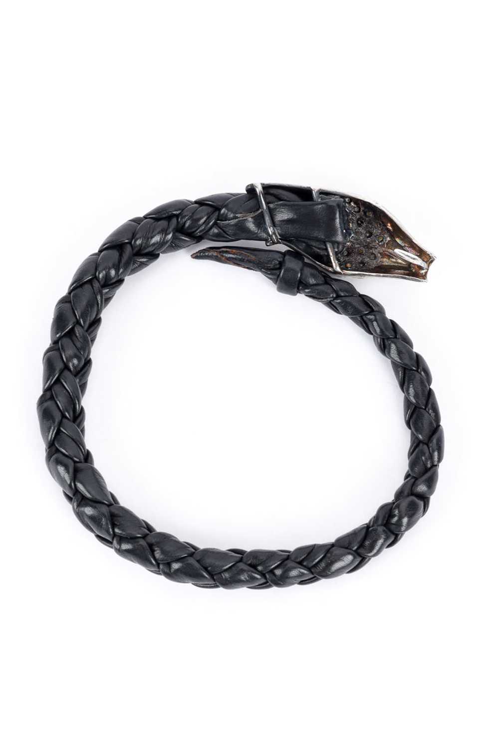 Silver Snakebite Leather Collar - image 5