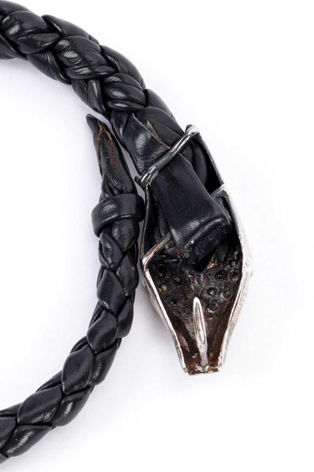 Silver Snakebite Leather Collar - image 8