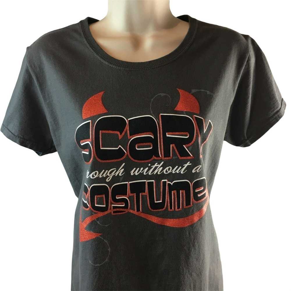 Gildan Womens Novelty Halloween T Shirt Scary Wit… - image 2