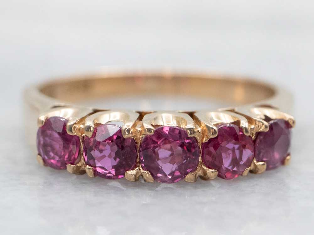 Five Stone Ruby Ring - image 1