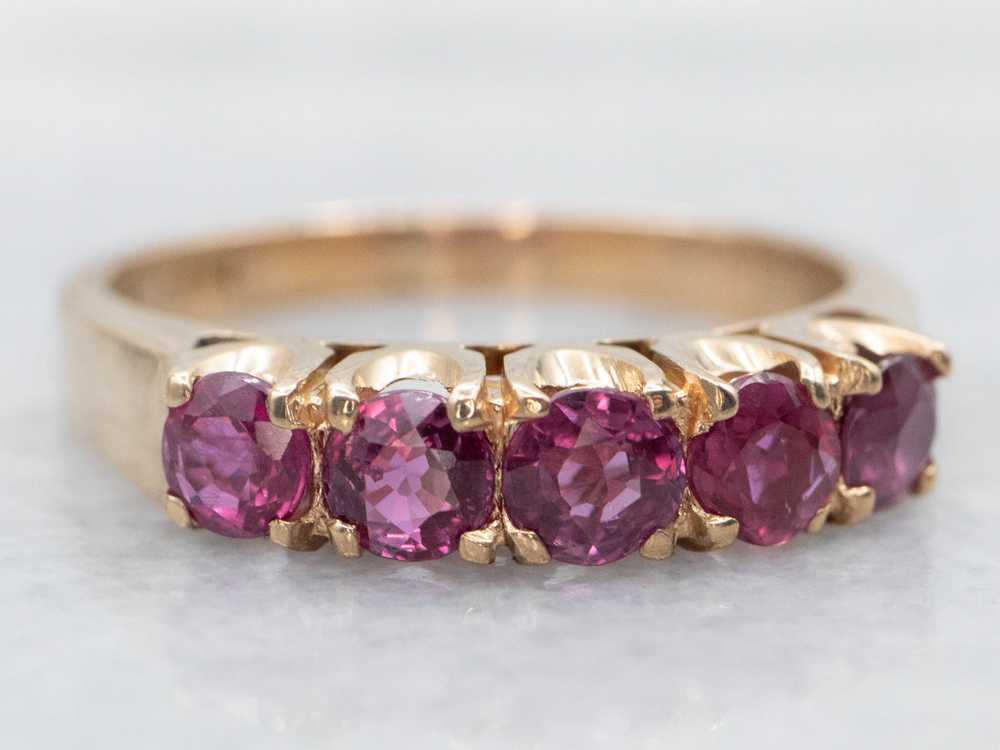 Five Stone Ruby Ring - image 2