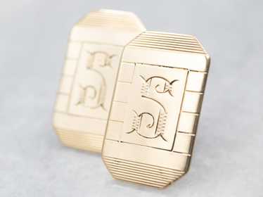 Artistic Yellow Gold "S" Monogrammed Cufflink Stu… - image 1