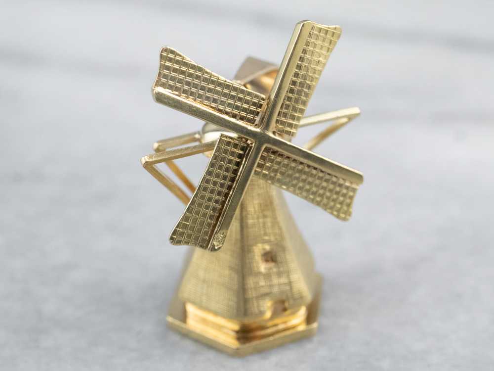 Large Moving Windmill Gold Pendant - image 1