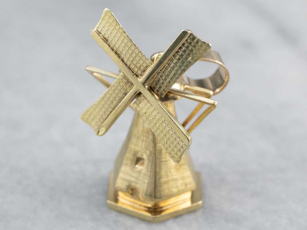 Large Moving Windmill Gold Pendant - image 3