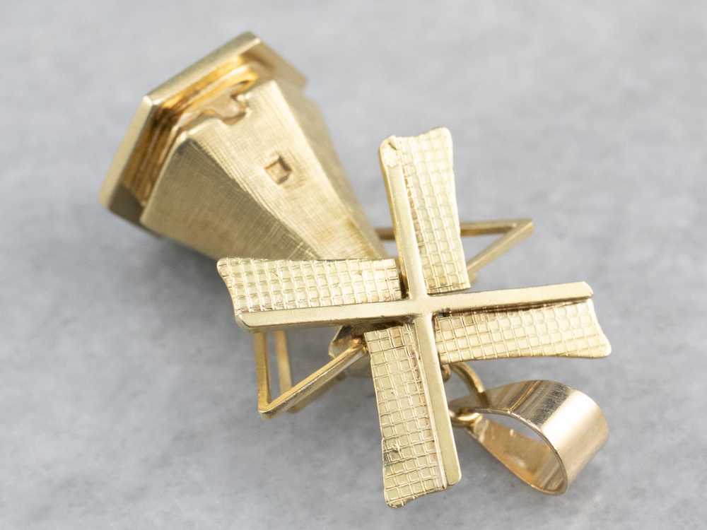 Large Moving Windmill Gold Pendant - image 6