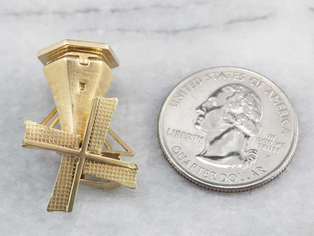 Large Moving Windmill Gold Pendant - image 7