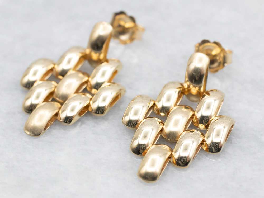 Italian Gold Mesh Link Drop Earrings - image 2