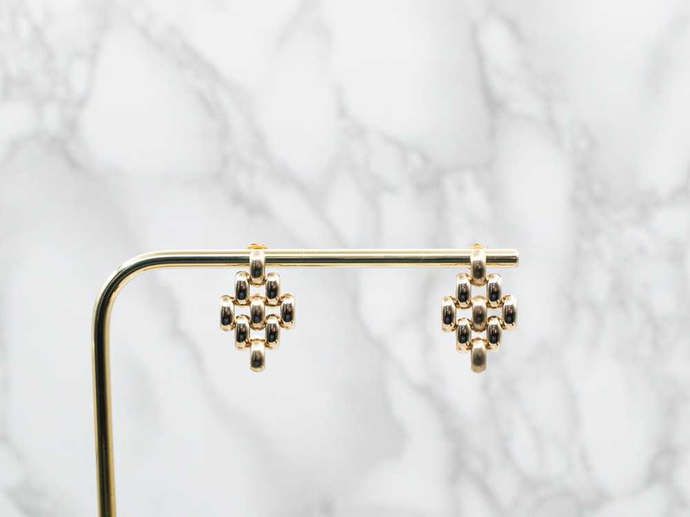 Italian Gold Mesh Link Drop Earrings - image 5