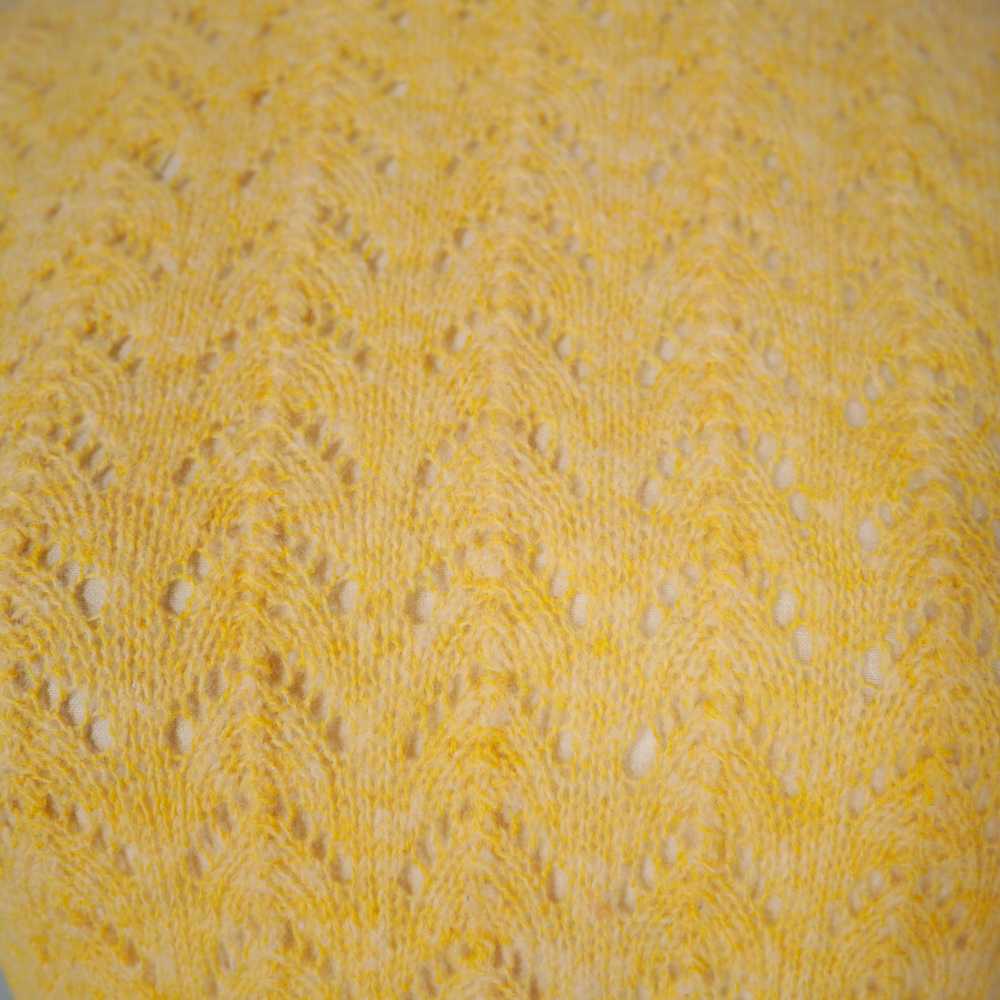 40s HANDKNITTED LACE PATTERN YELLOW CROPPED WOOL … - image 3